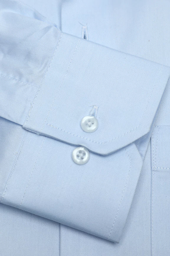 Sky Blue Self Textured Formal Shirt - Image 3