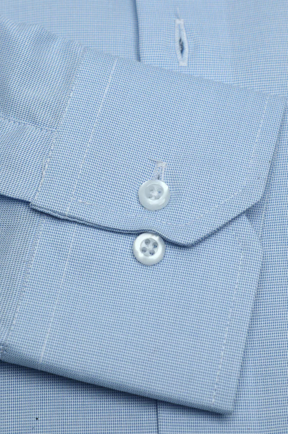 Blue Self Textured Formal Shirt - Image 3