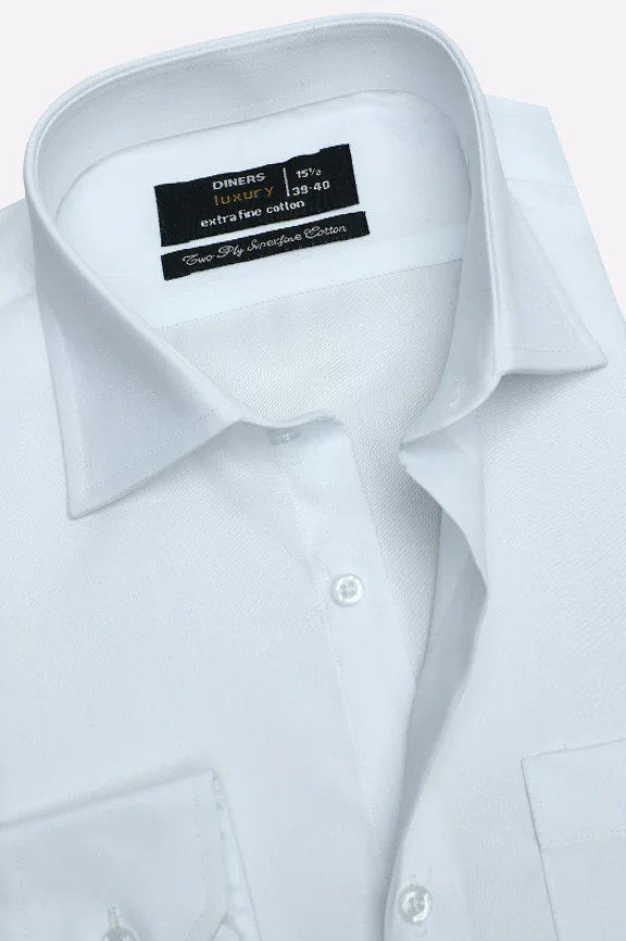 Off White Self Textured Formal Shirt - Image 2