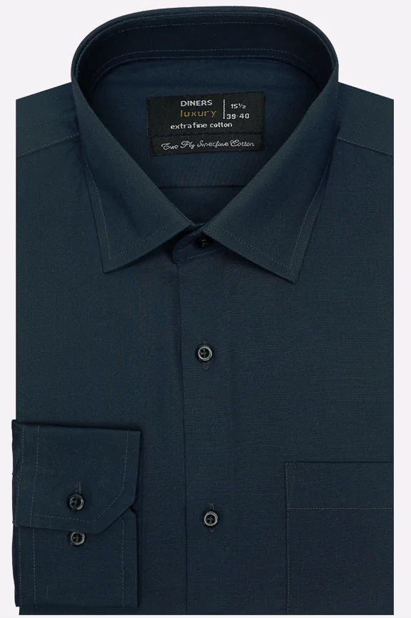 Navy Blue Self Textured Formal Shirt