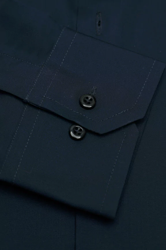 Navy Blue Self Textured Formal Shirt - Image 3