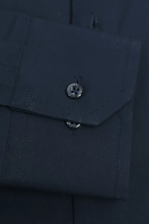 Navy Blue Self Textured Formal Shirt - Image 3