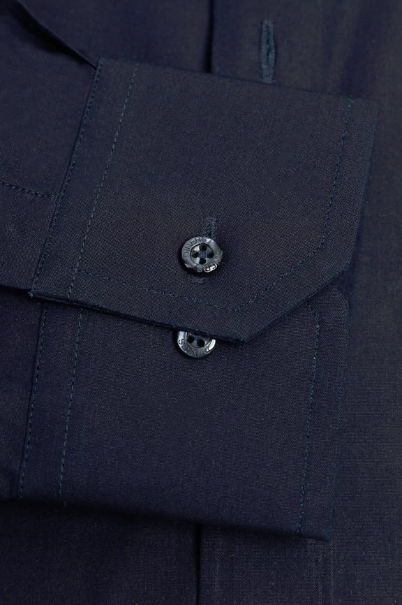 Navy Blue Self Textured Formal Shirt - Image 3