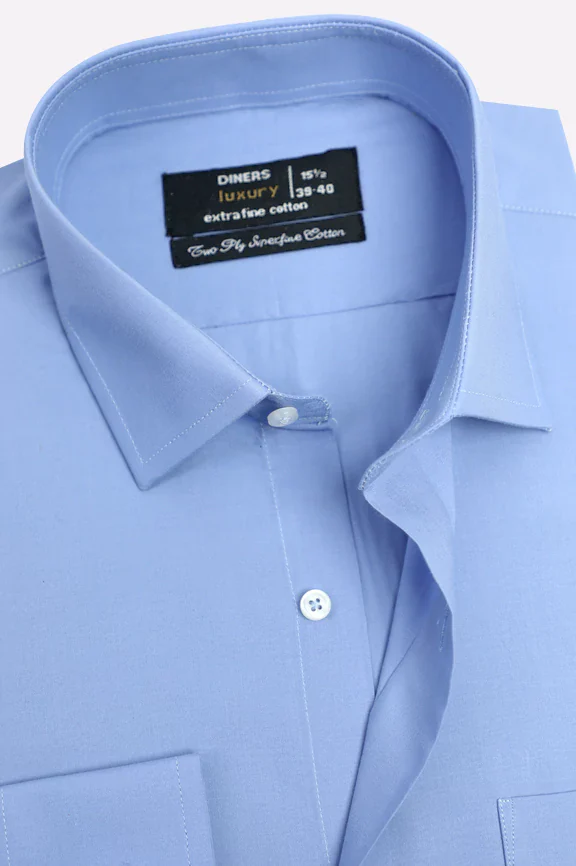 Blue Plain Formal Shirt - Image 2