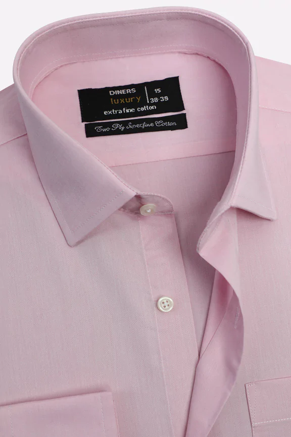 Pink Plain Formal Shirt - Image 2
