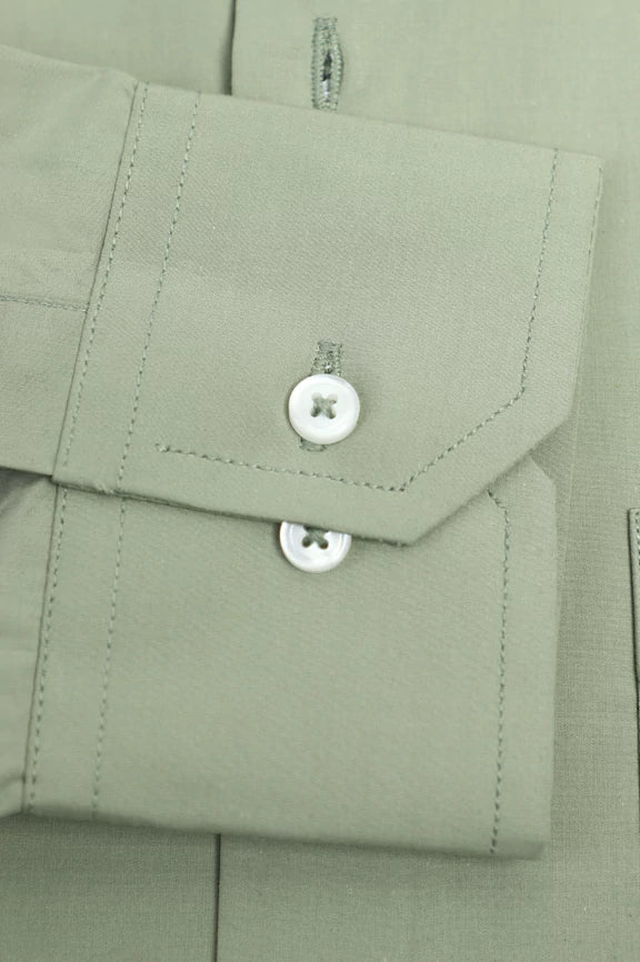 Light Green Plain Formal Shirt - Image 3