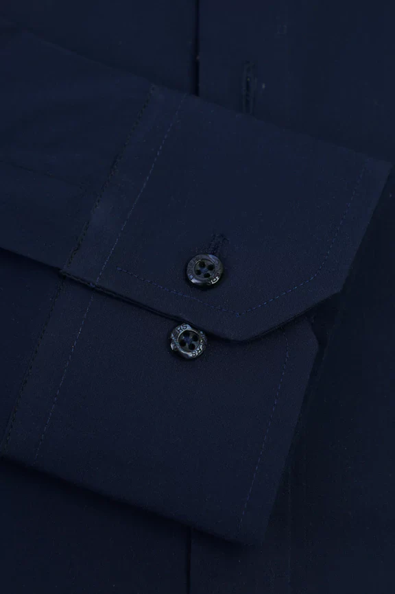 Navy Blue Plain Formal Shirt - Image 3