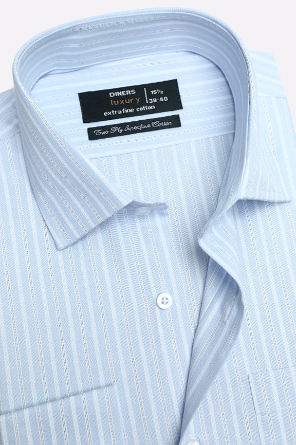 Blue Pinstripe Formal Shirt - Image 2
