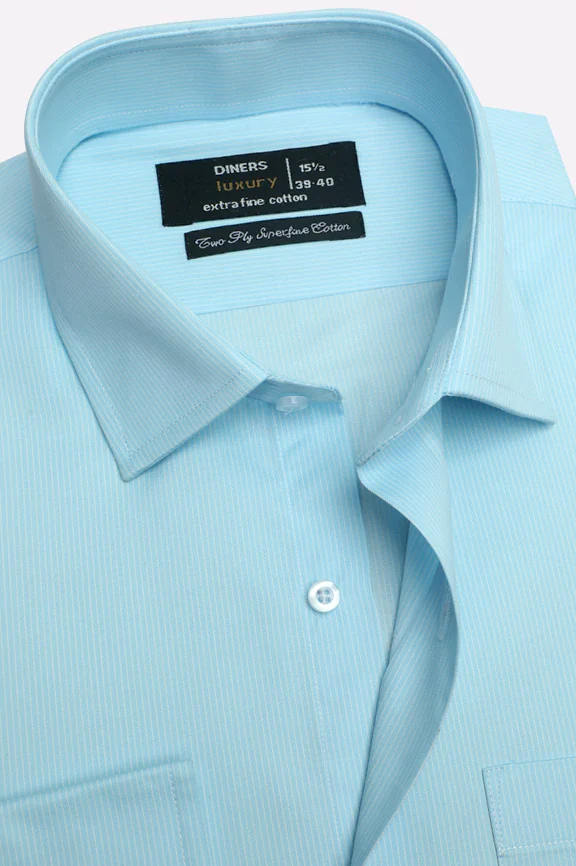 Sky Blue Hairline Stripe Formal Shirt - Image 2