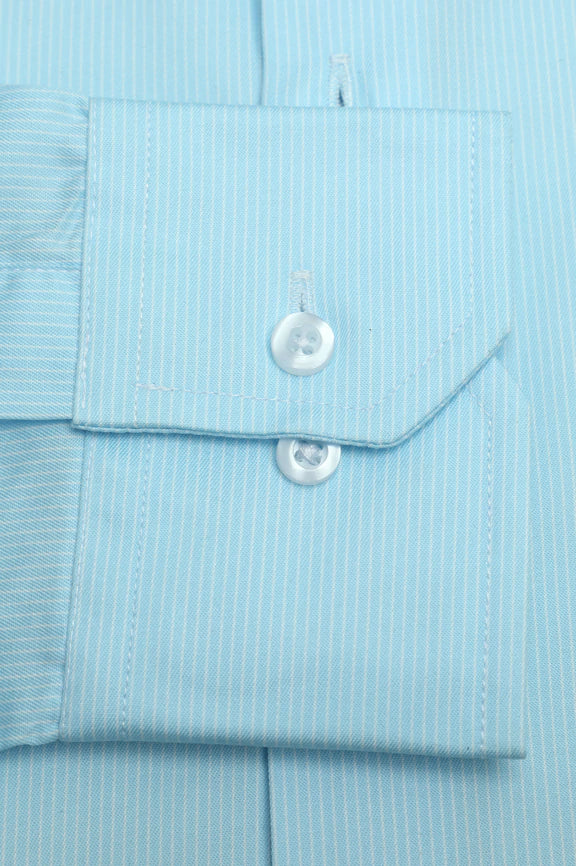 Sky Blue Hairline Stripe Formal Shirt - Image 3