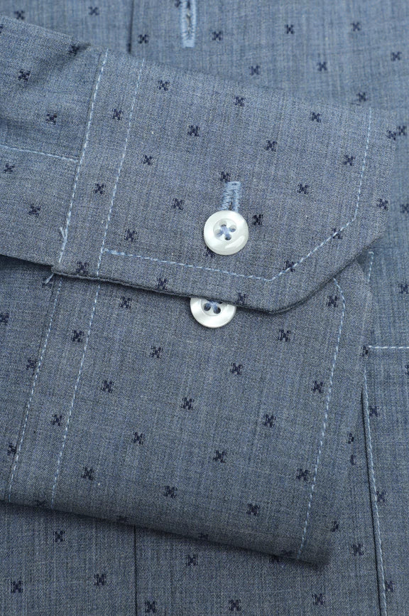 Grey Textured Formal Shirt - Image 3
