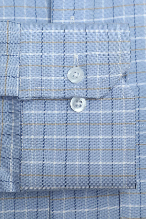 Blue Tattersall Check Formal Shirt - Image 3