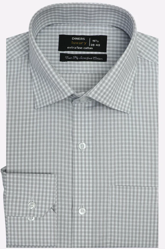 Grey Mini Check Formal Shirt