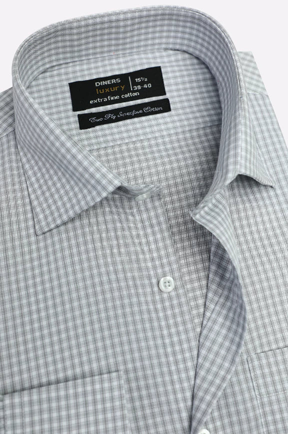 Grey Mini Check Formal Shirt - Image 2