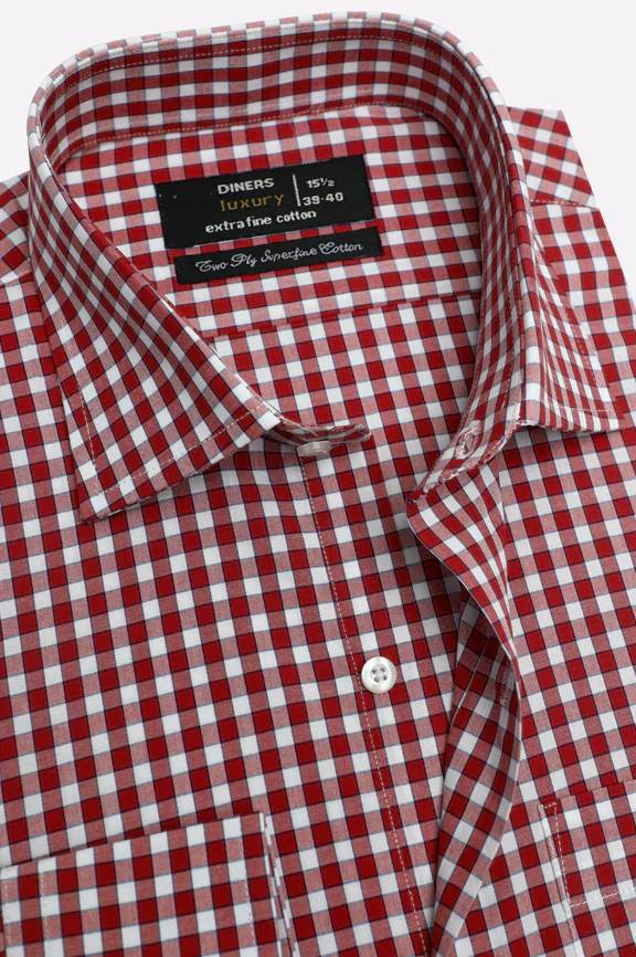 Red Gingham Check Formal Shirt - Image 2