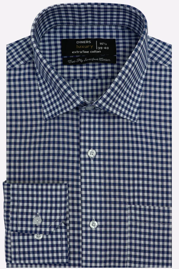Blue Gingham Check Formal Shirt