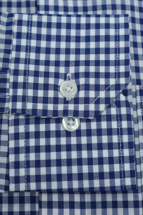 Blue Gingham Check Formal Shirt - Image 3