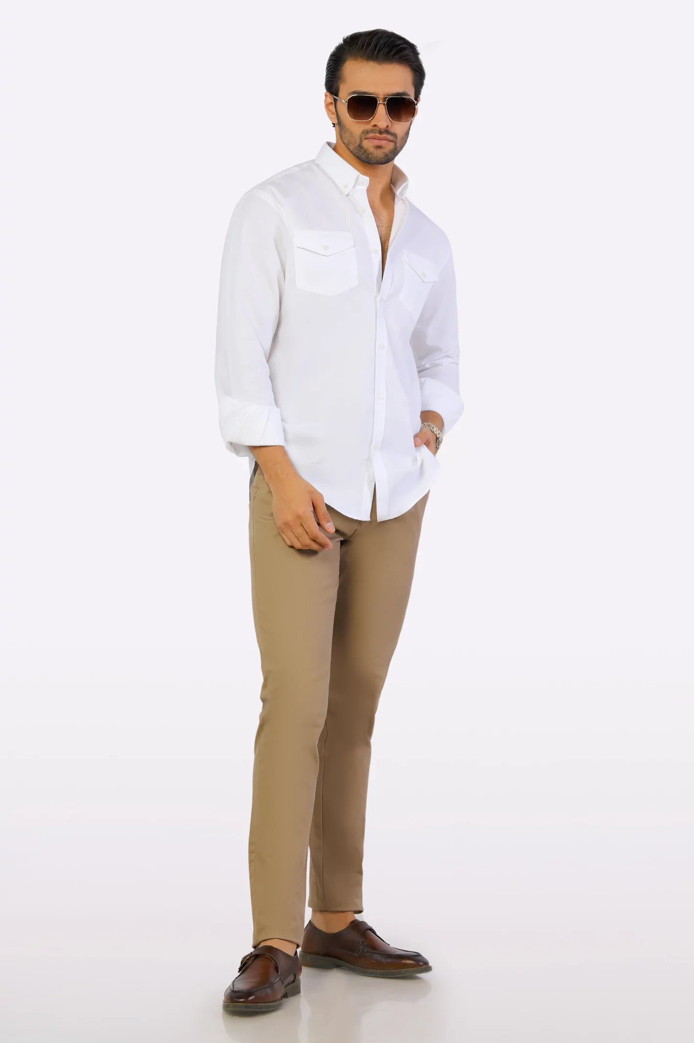 White Plain Casual Shirt - Image 2