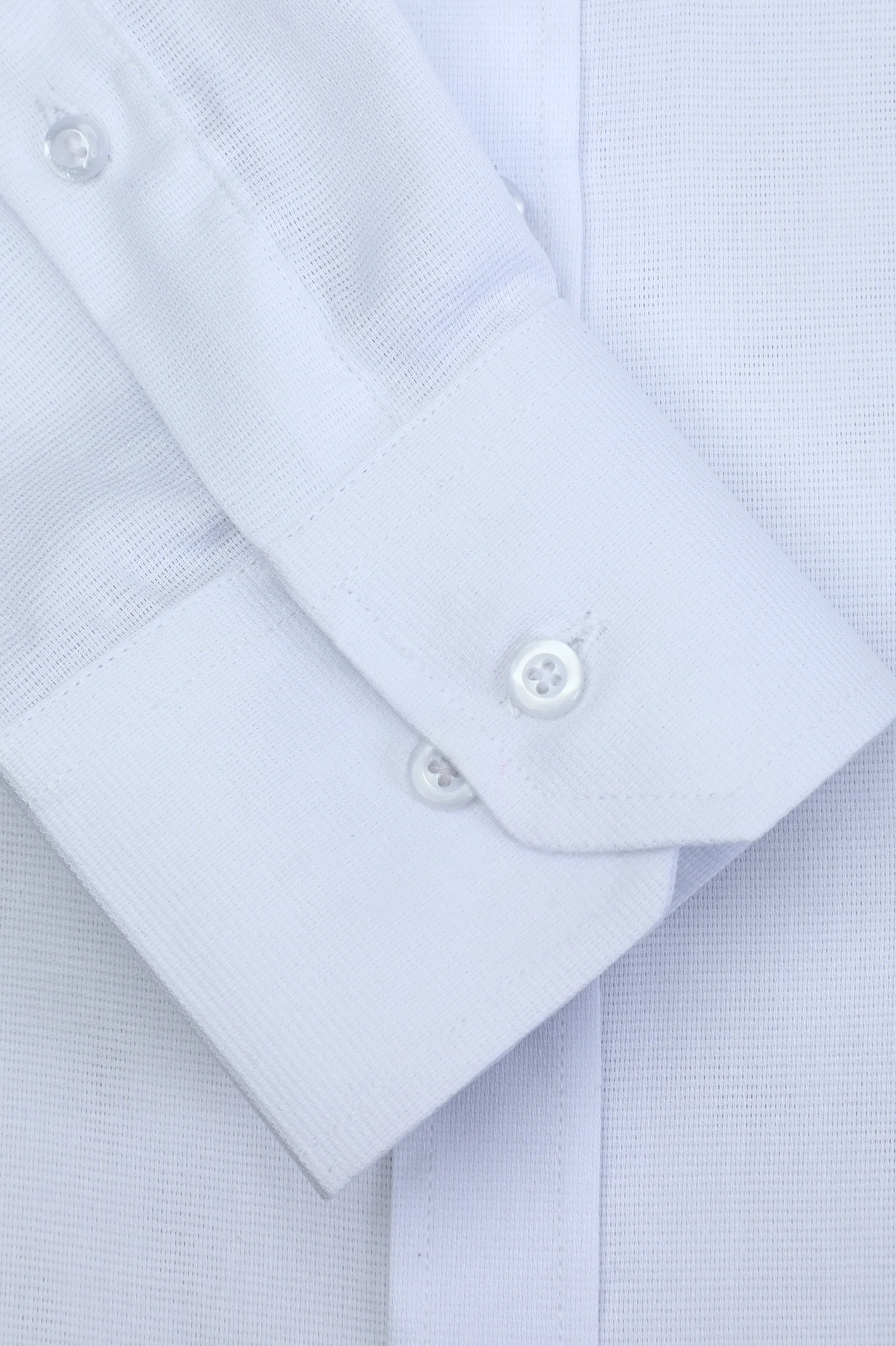 White Pinpoint Textured Casual Shirt - Image 3