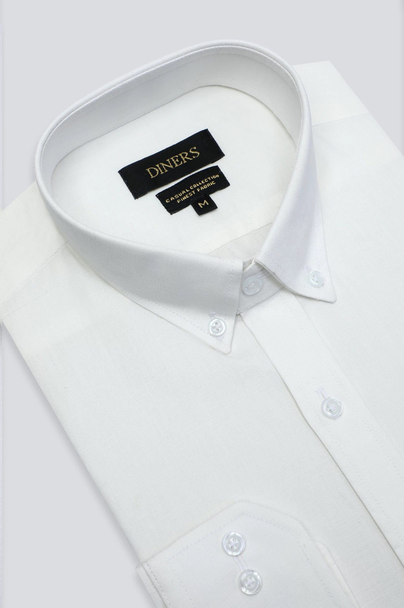 White Twill Textured Casual Shirt - Image 2