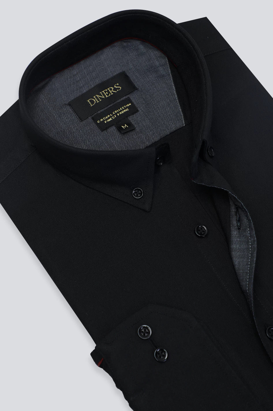 Black Oxford Plain Casual Shirt - Image 2