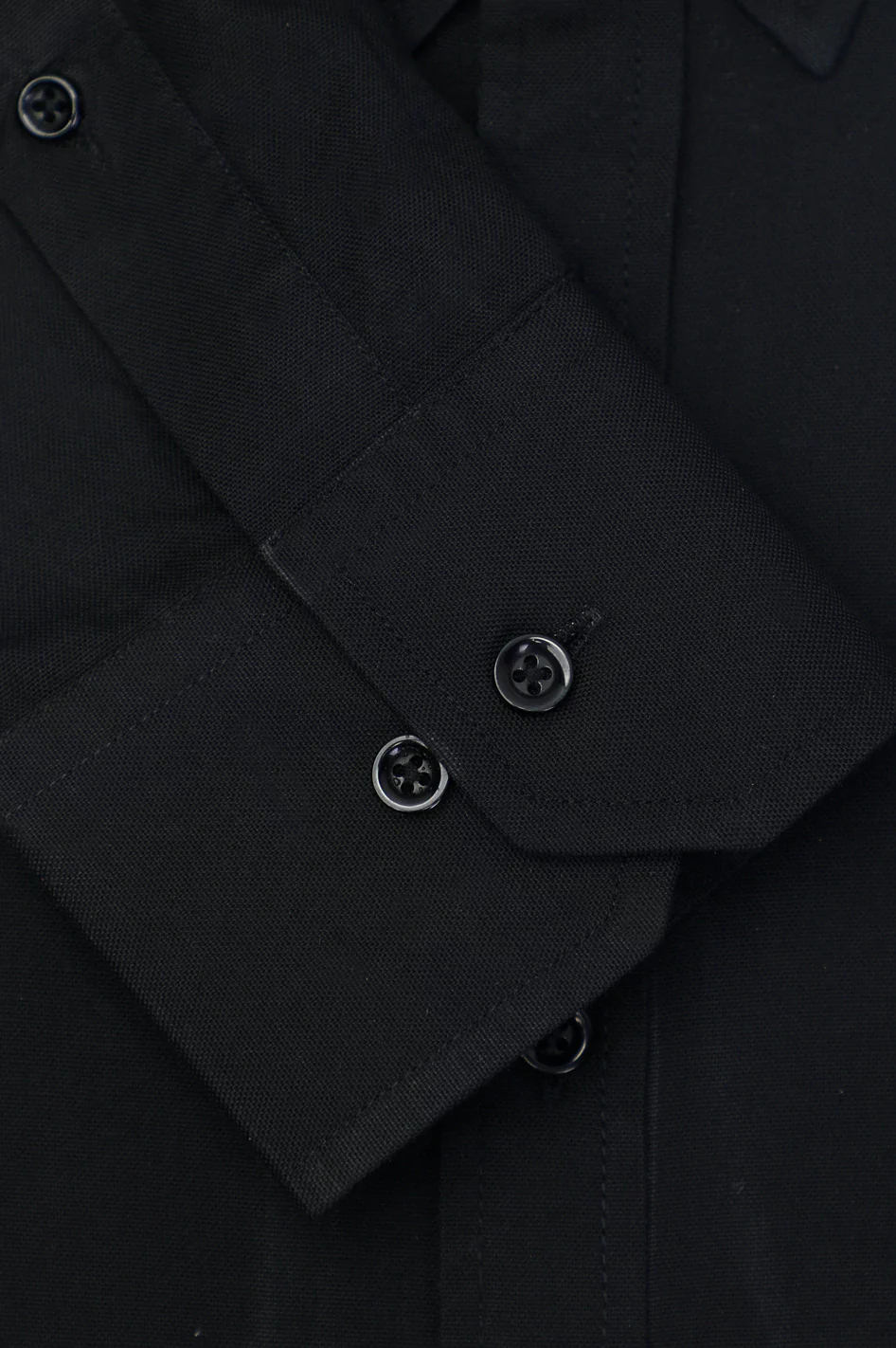 Black Oxford Plain Casual Shirt - Image 3
