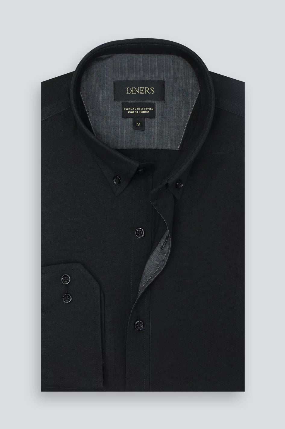 Black Oxford Plain Casual Shirt - Image 4