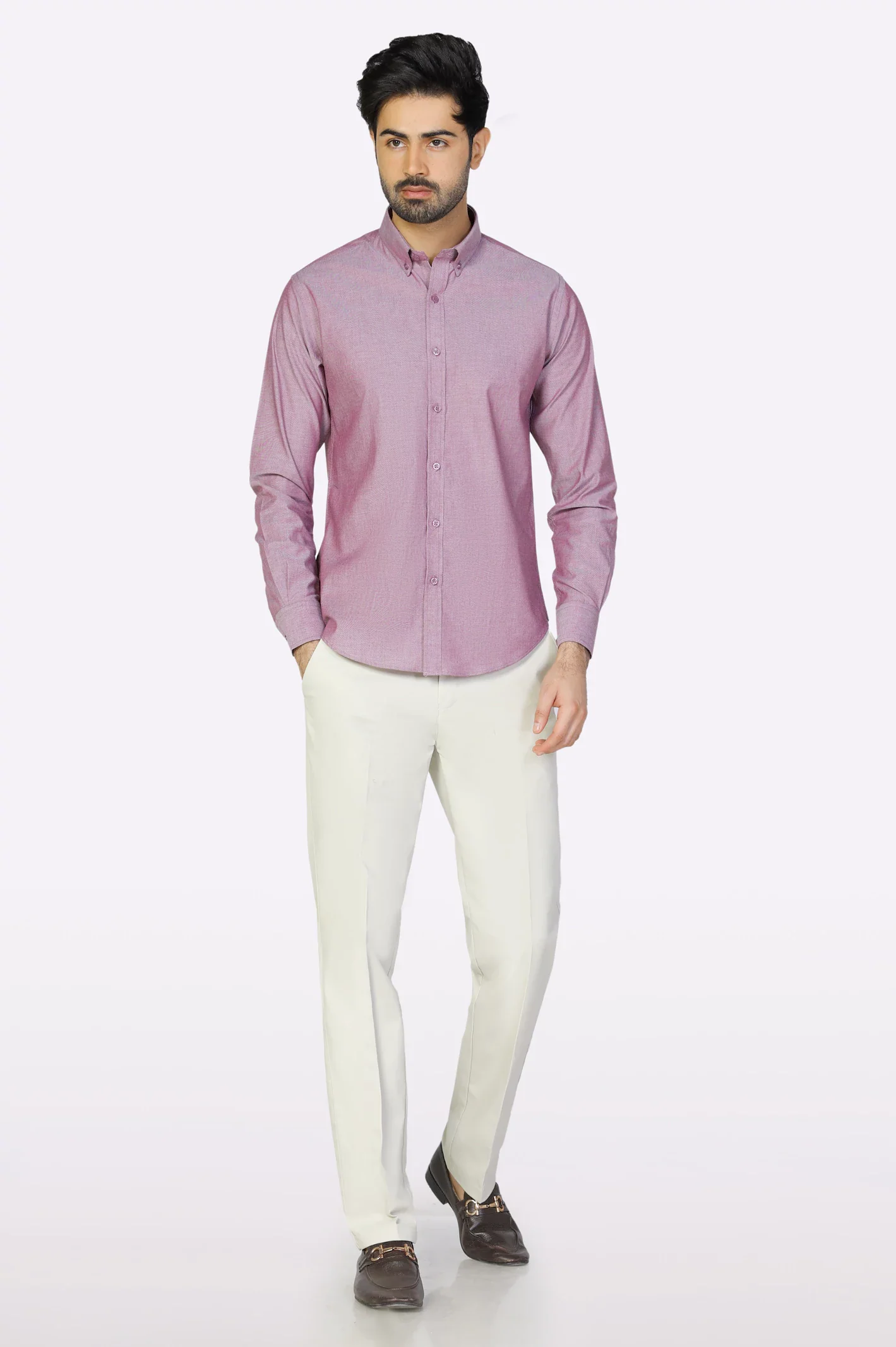 Maroon Textured Casual Shirt - Image 2