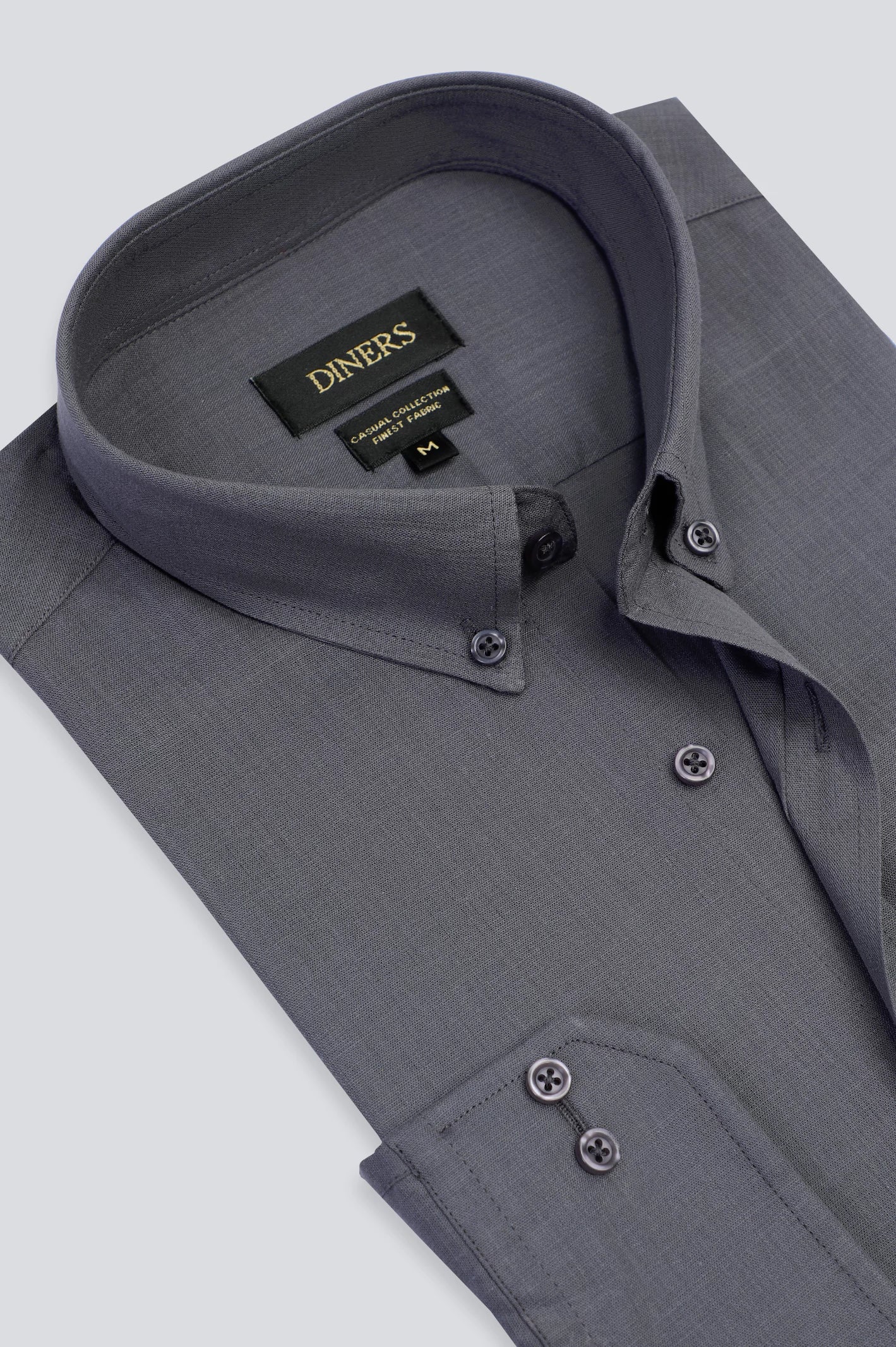 Grey Plain Casual Shirt - Image 2