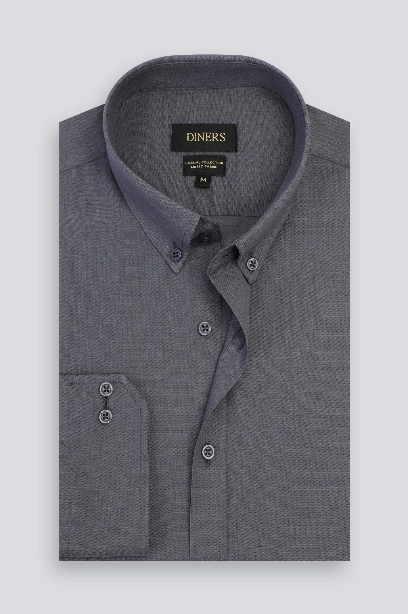 Grey Plain Casual Shirt - Image 4