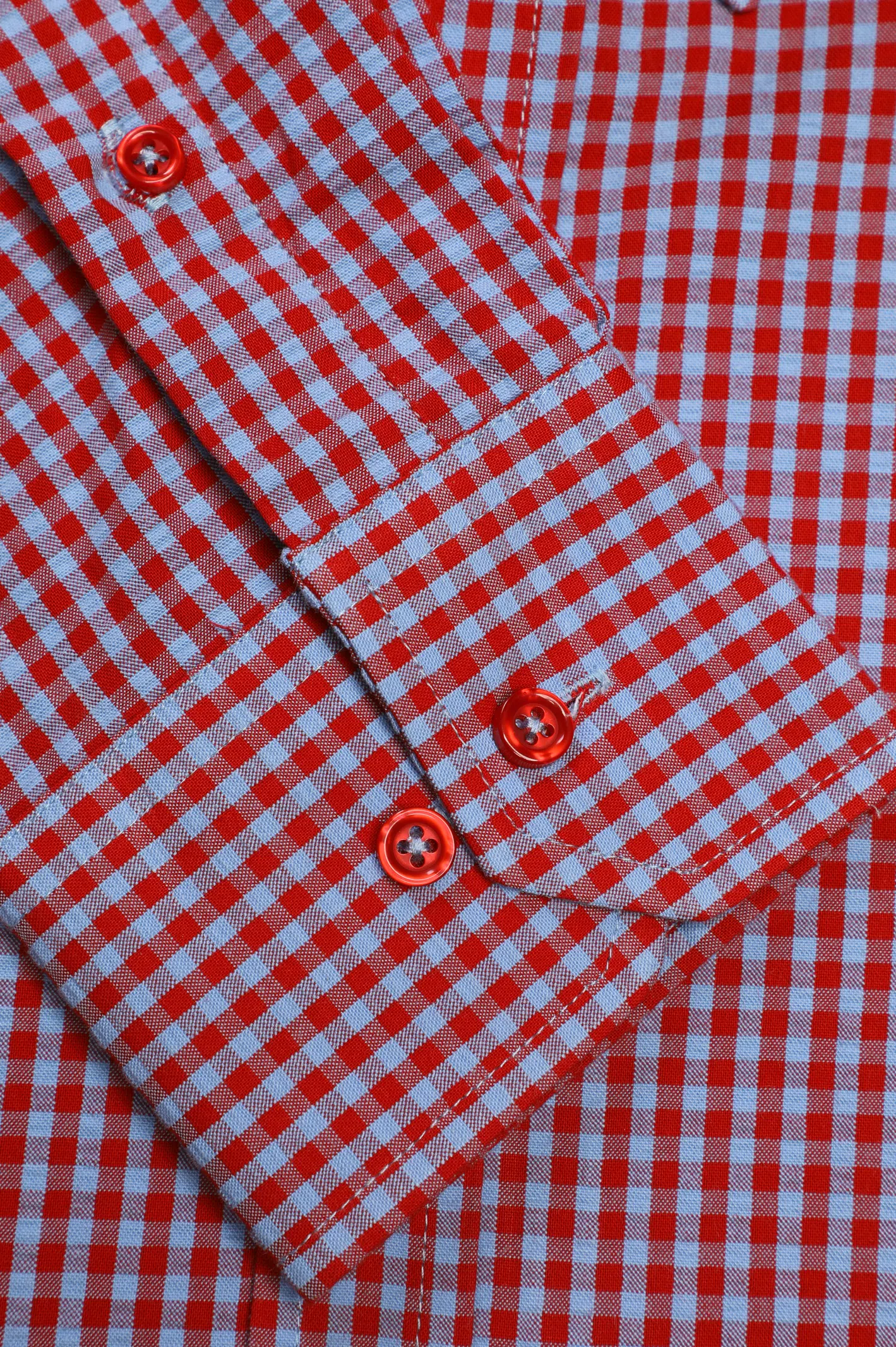 Red Mini Check Casual Shirt - Image 3