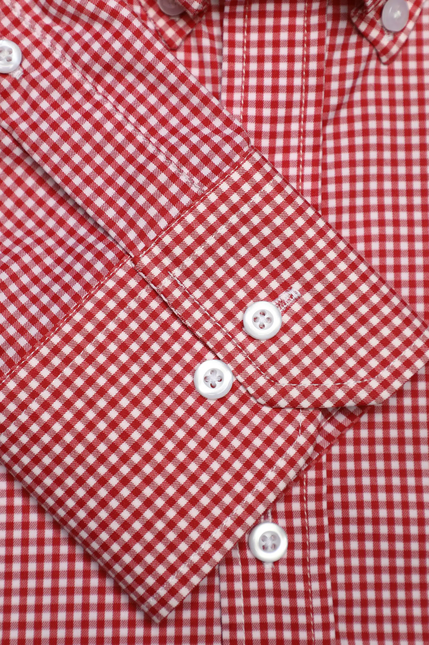 Red Mini Check Casual Shirt - Image 3