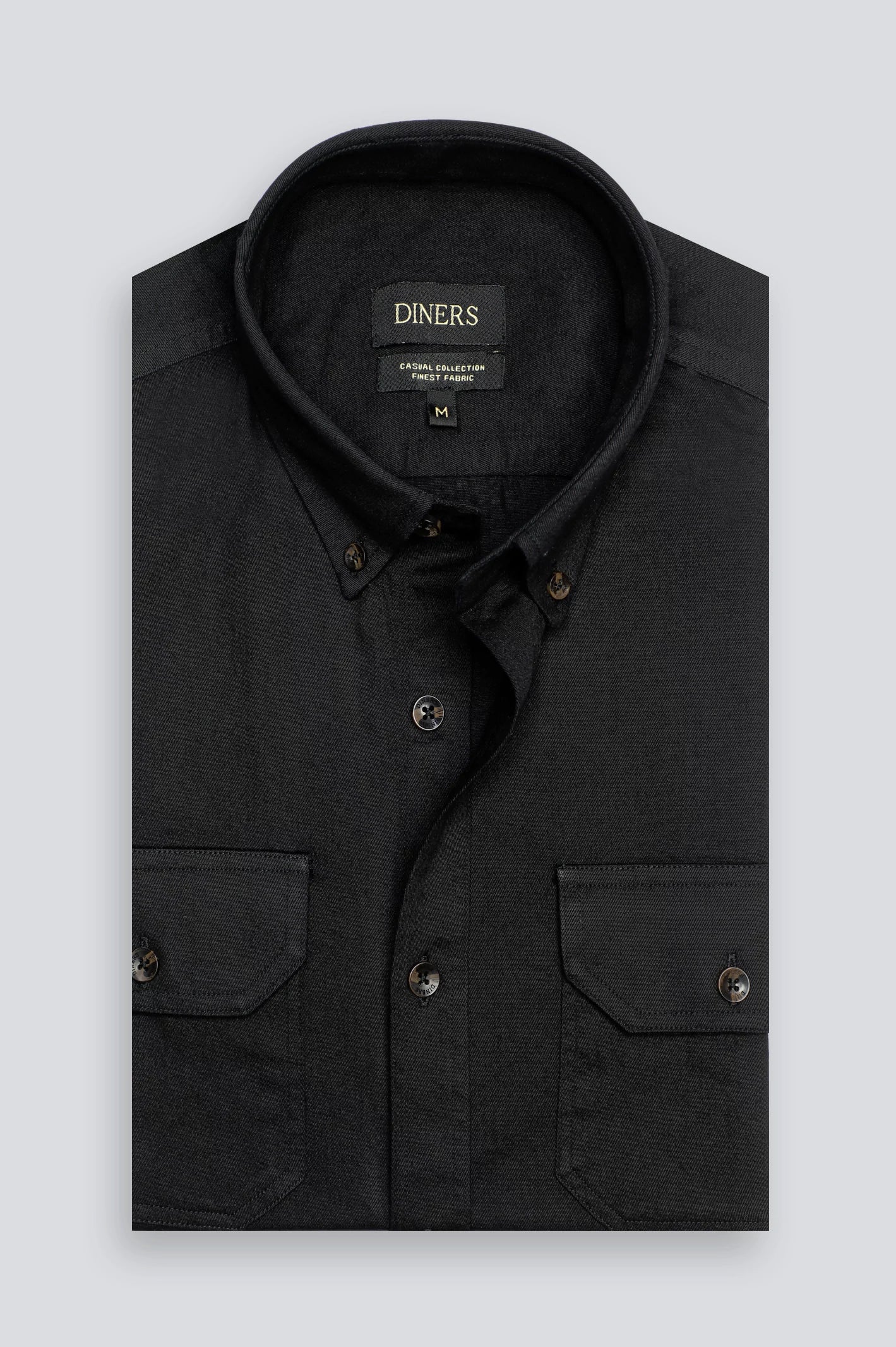 Black Twill Textured Casual Shirt - Image 4