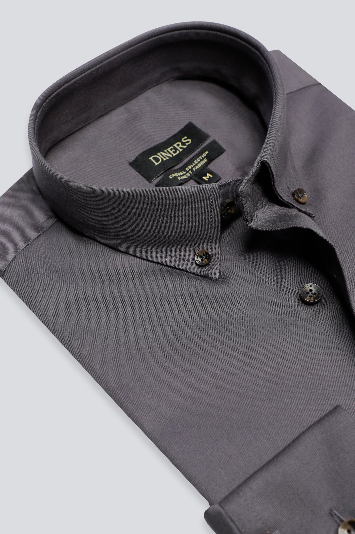 Dark Grey Plain Casual Shirt - Image 2