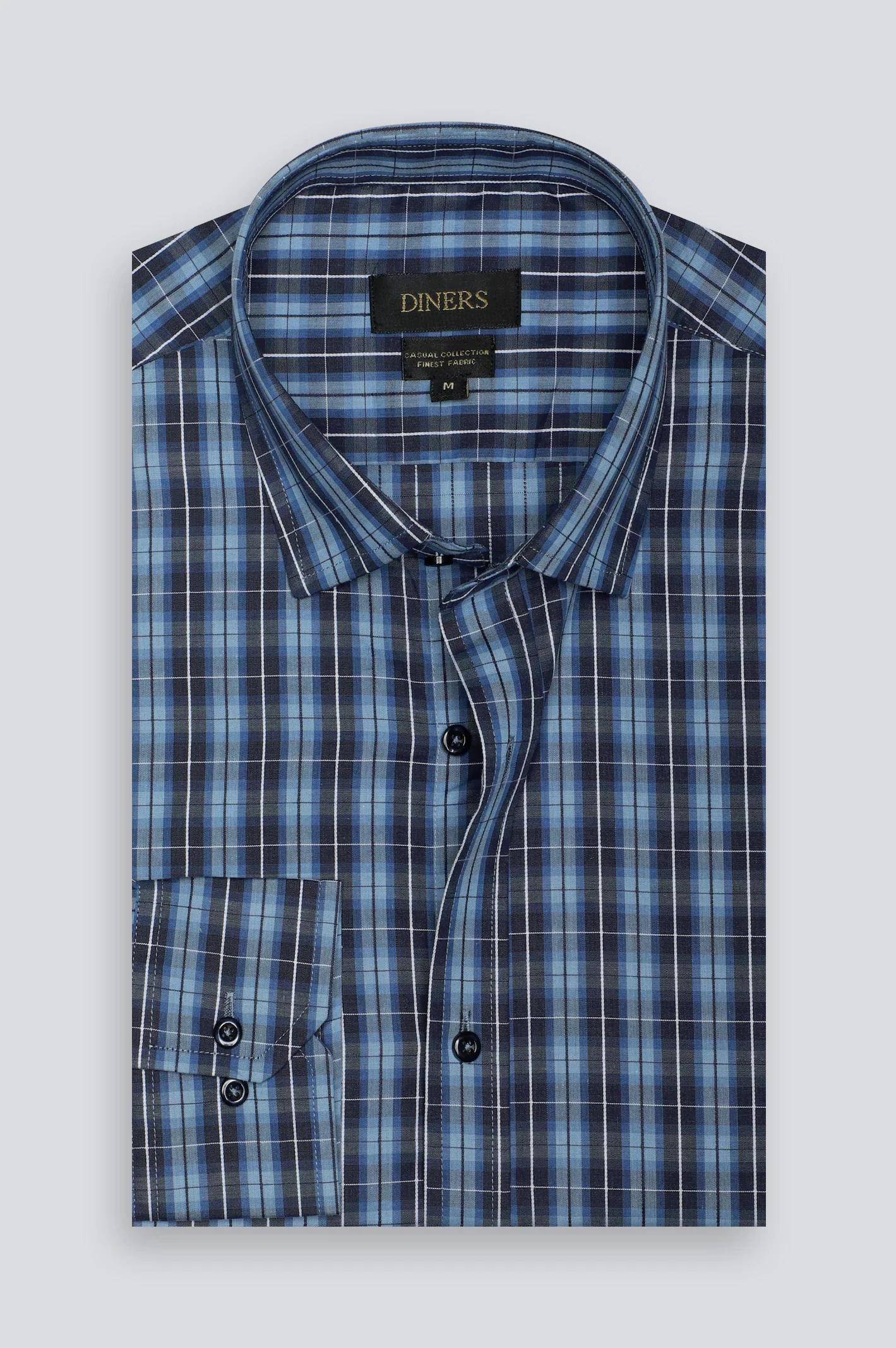 Blue Tattersall Check Casual Shirt - Image 4