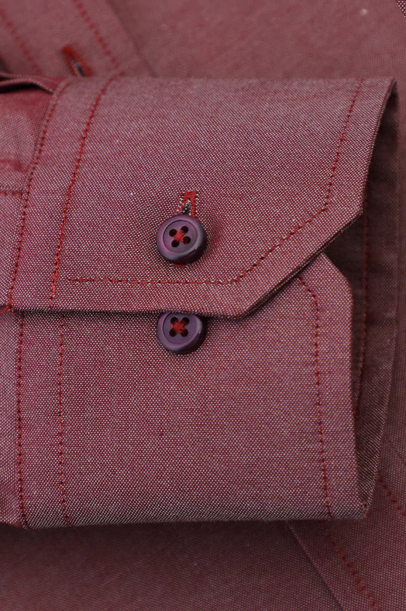 Maroon Self Textured Casual Shirt - Image 3