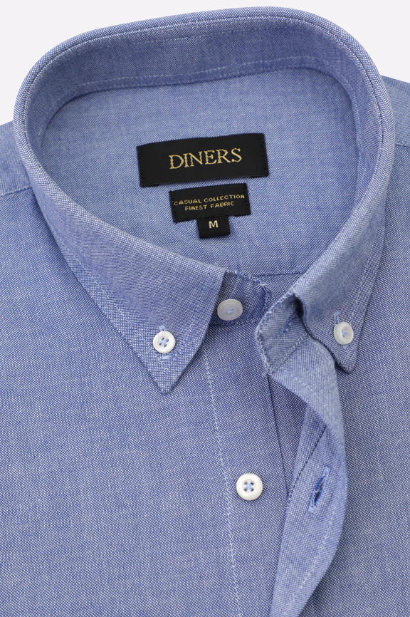 Navy Blue Self Textured Casual Shirt - Image 2