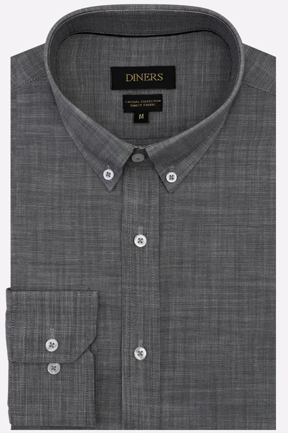 Grey Self Textured Casual Shirt
