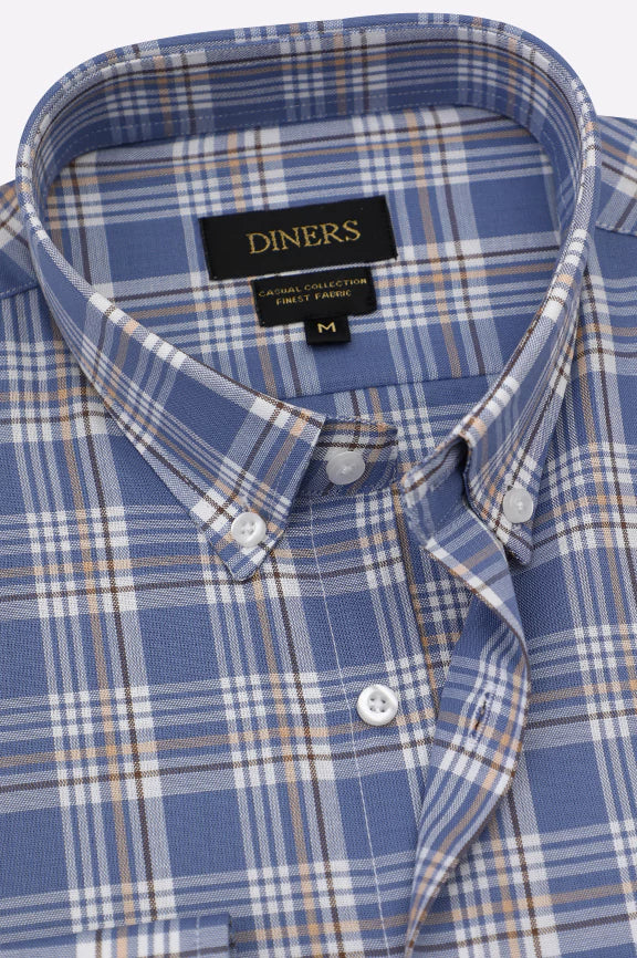 Blue Glen Plaid Check Casual Shirt - Image 2