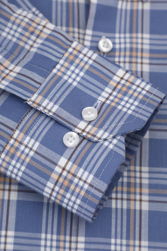 Blue Glen Plaid Check Casual Shirt - Image 3