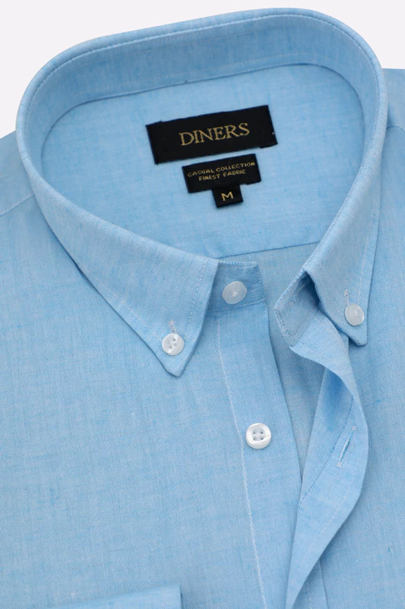 Blue Self Textured Casual Shirt - Image 2