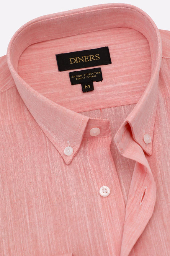 Peach Self Textured Casual Shirt - Image 2