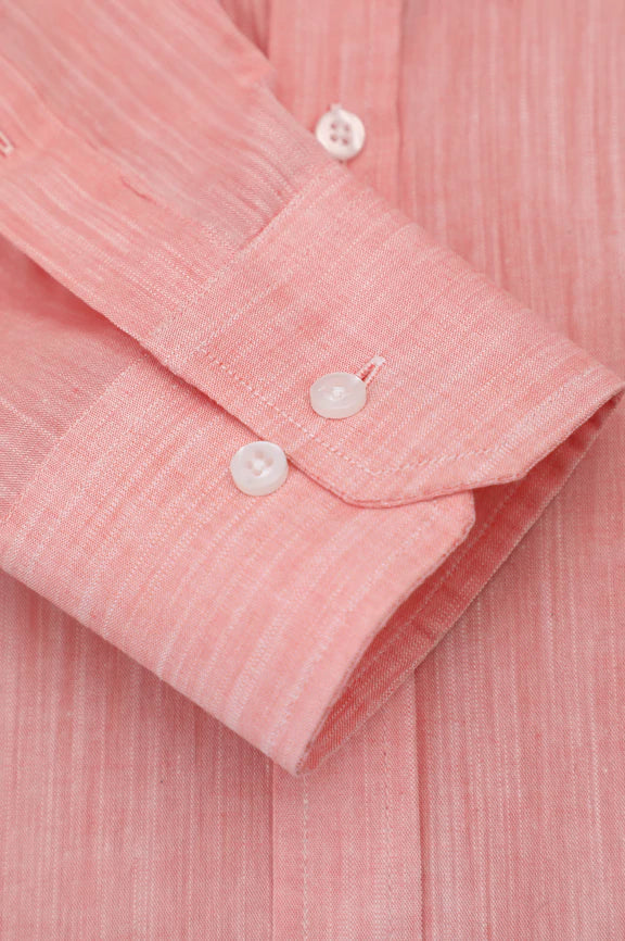Peach Self Textured Casual Shirt - Image 3