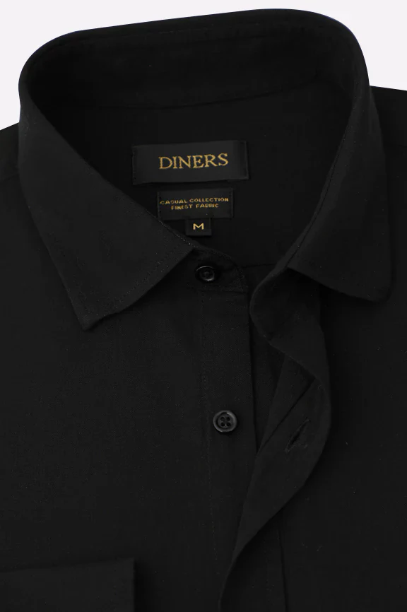 Black Self Textured Casual Shirt - Image 2