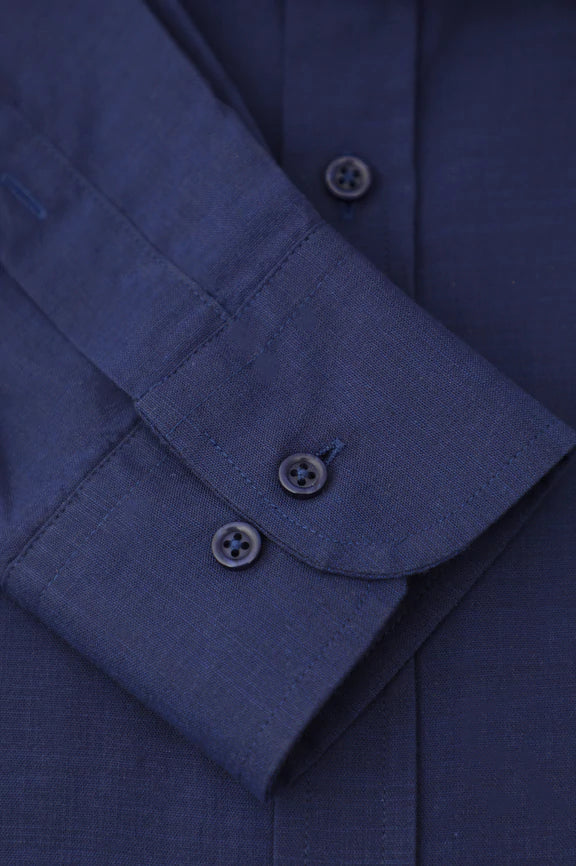 Navy Blue Self Textured Casual Shirt - Image 3