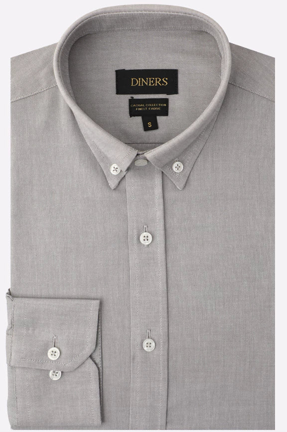Grey Self Textured Casual Shirt