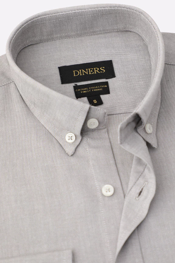 Grey Self Textured Casual Shirt - Image 2