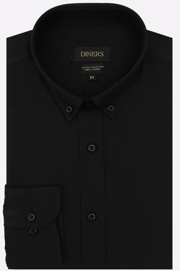 Black Self Textured Casual Shirt