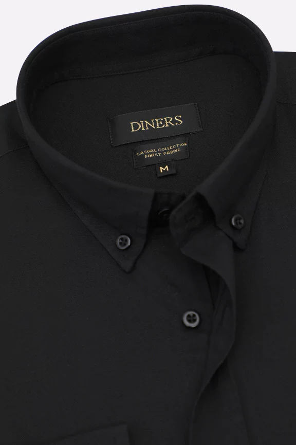 Black Self Textured Casual Shirt - Image 2