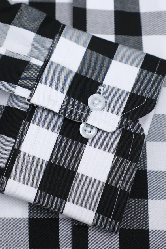 Black Gingham Check Casual Shirt - Image 3